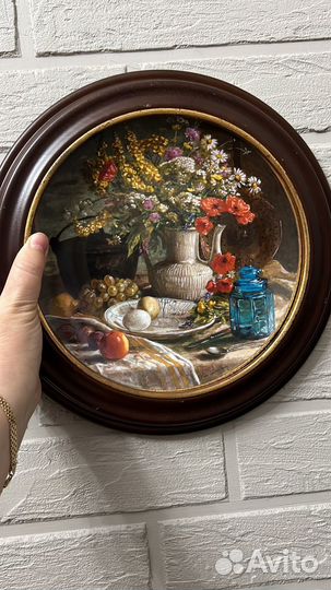 Тарелка на стену в рамке. Винтаж. Германия