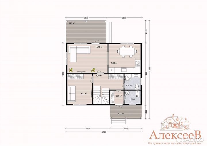Каркасный дом 7х8 двухэтажный под ключ