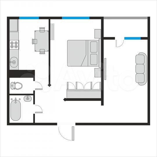 2-к. квартира, 51 м², 5/9 эт.