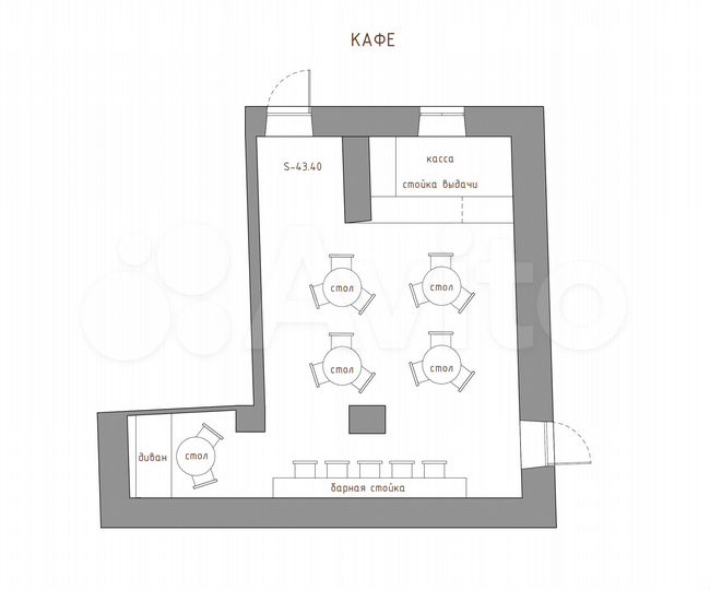 Торговая площадь, 43.4 м²