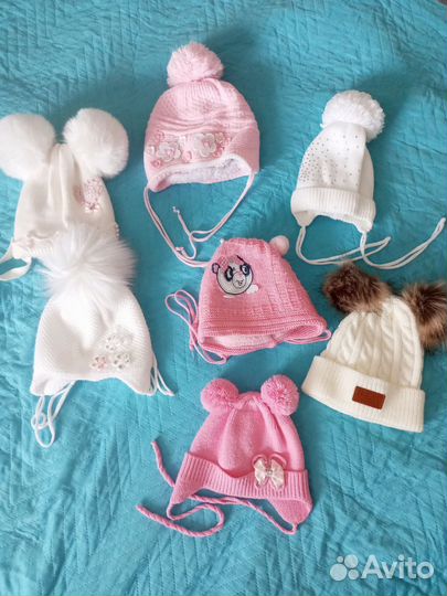 Шапочки пакетом для девочки до полугода