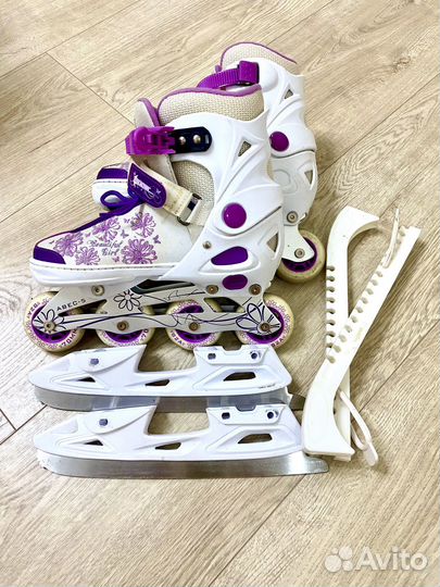 Коньки ролики 2 в 1 раздвижные