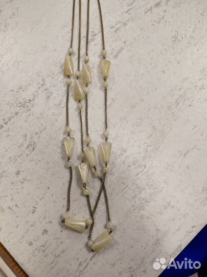 Бусы из натуральных камней на цепочке. Винтаж