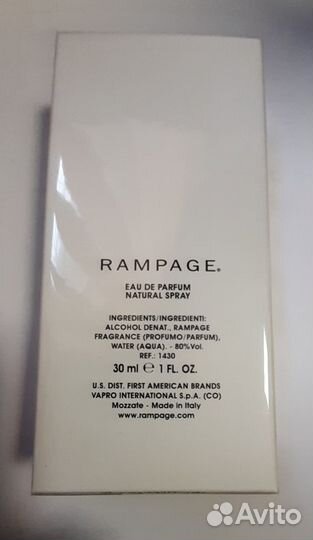 Женская edp Rampage Women 30 ml. Made in Italy