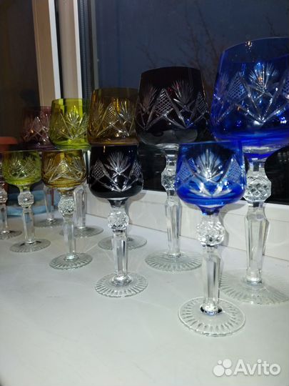 Фужеры цветной хрусталь ГДР