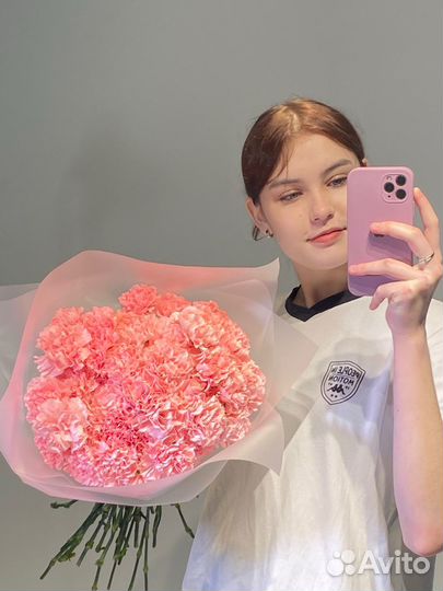 Стойкий моно букет из диантусов