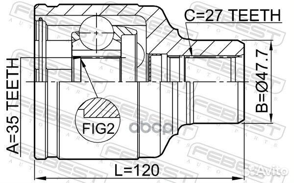 Шрус внутренний перед Febest 61 CI3756, syiurec