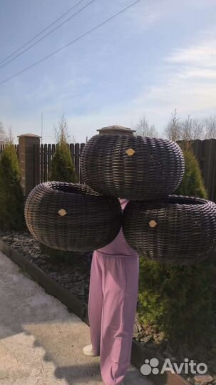 Кашпо из Ротанга. Ручная работа. Корзины. Вазоны