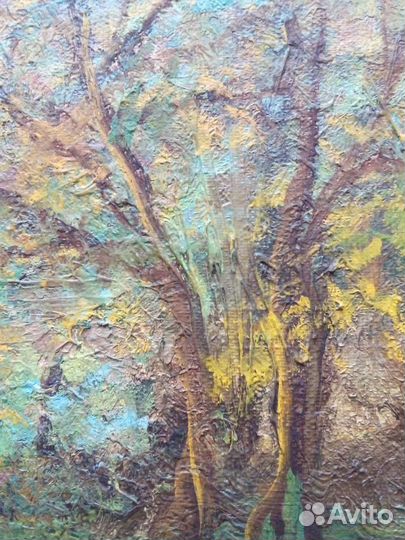 Картина СССР масло холст Пейзаж Осень