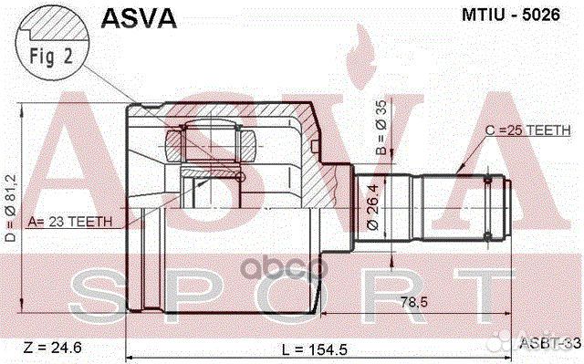 ШРУС внутренний перед прав mtiu5026 asva