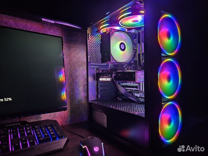 Мощный игровой комп ryzen 5 2600/RTX 3060/DDR4 16G