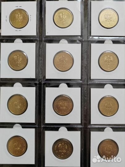 Монеты Польши 2 злотых наборами и поштучно