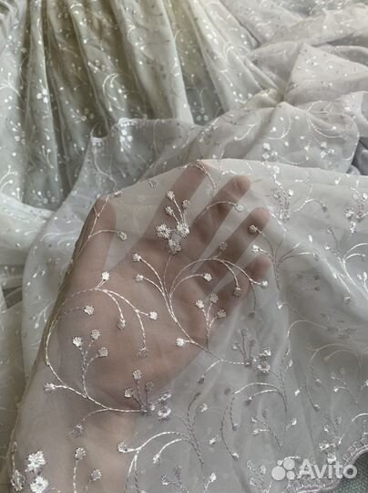 Тюль шифон с вышивкой