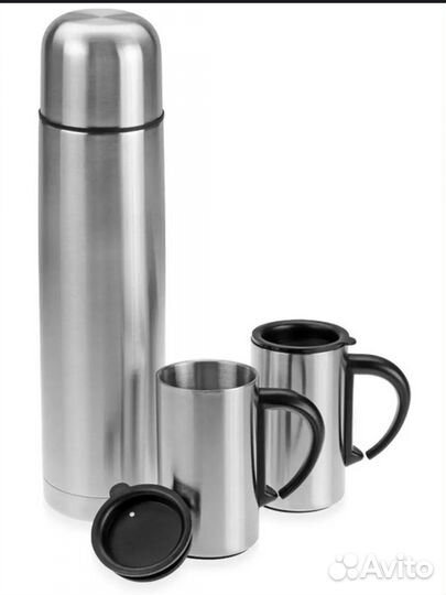 Термос 1л с кружками 350мл