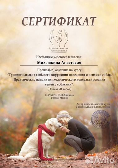 Кинолог зоопсихолог, коррекция поведения