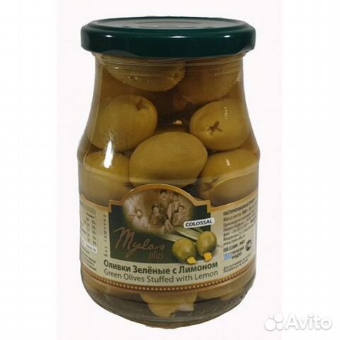 Оливки зелёные с лимоном 370 гр 