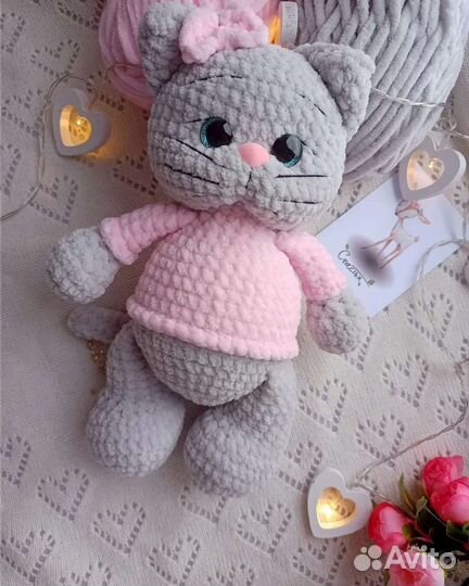 Котик вязанные игрушки подарок для детей