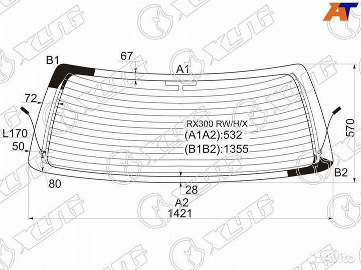 Стекло заднее Toyota Harrier U1