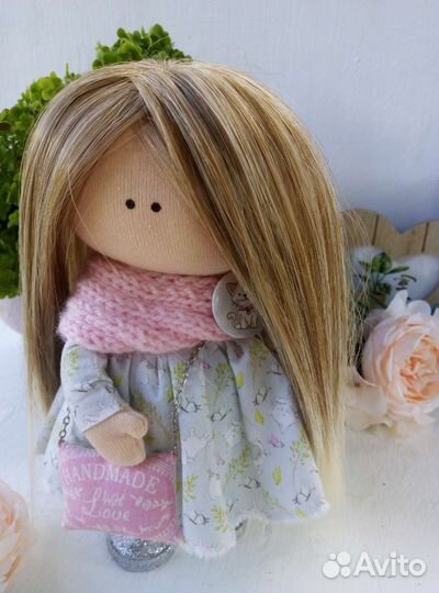 Кукла Тильда. Интерьерная кукла в розовом