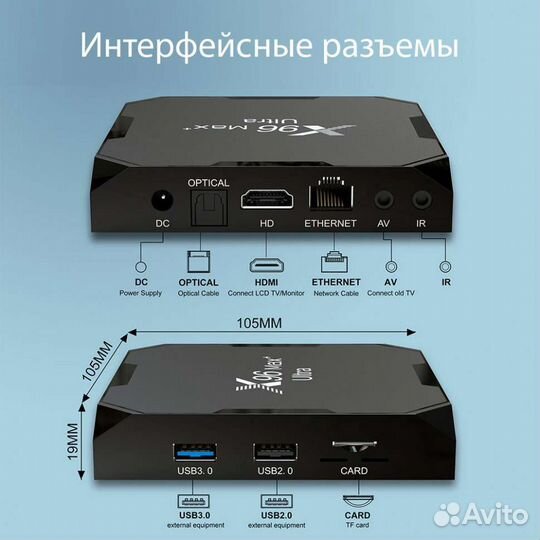 Приставка X96 max plus ultra 4/32/64Gb/ 11 android