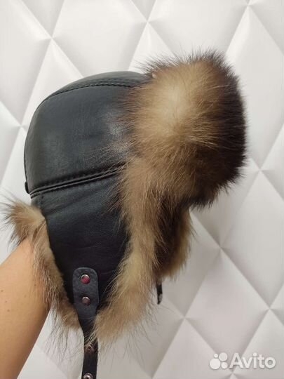 Новая шапка-ушанка натуральная кожа/нат. мех