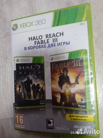 Игры, диски для xbox 360 лицензия Halo+Fable 3