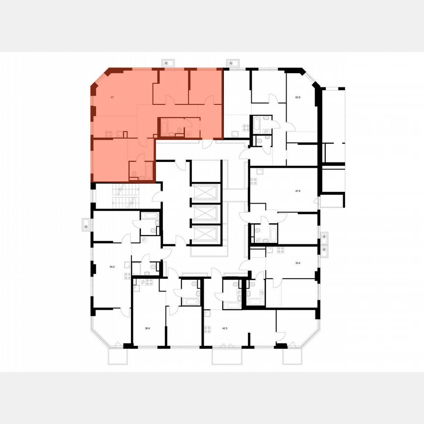 3-к. квартира, 87 м², 8/23 эт.