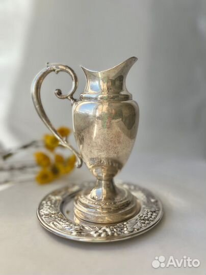 Молочник тарелочка серебрение винтаж Италия