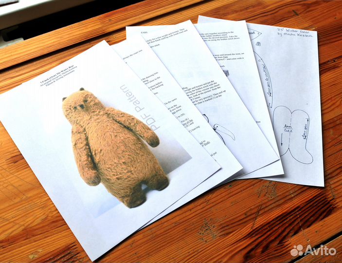 Выкройка Мишка Тедди 19см Зимний Медведь Аниме