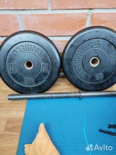 Гриф спортивный+блины 10 кг+5 кг