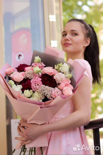 Букет с пионовидкой №12