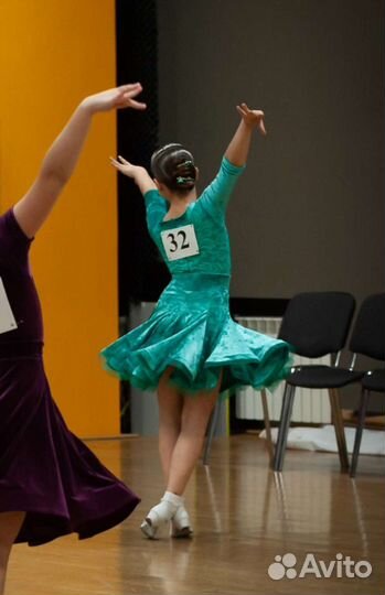 Платье для бальных танцев 2 в 1, размер 134