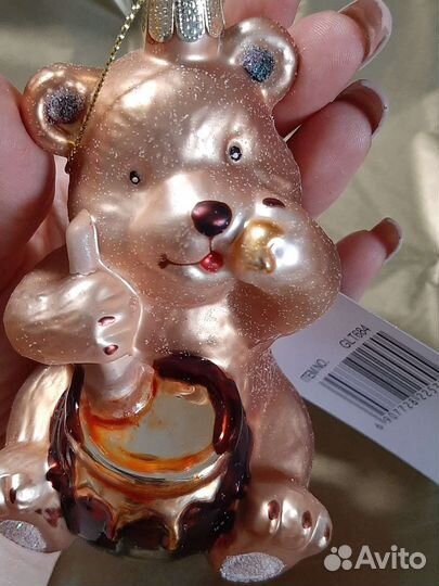 Стеклянная елочная новая игрушка 