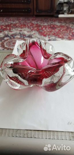 Пепельница цветное стекло богемия