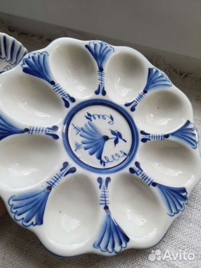 Менажница фарфоровая для яиц/Гжель