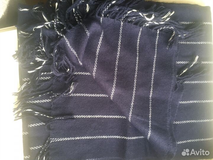 Шарф осенний, теплый в белую полоску