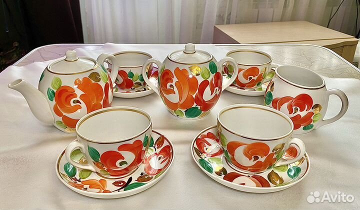 Сервиз чайный «Агашки, Розы» СССР. Песочное