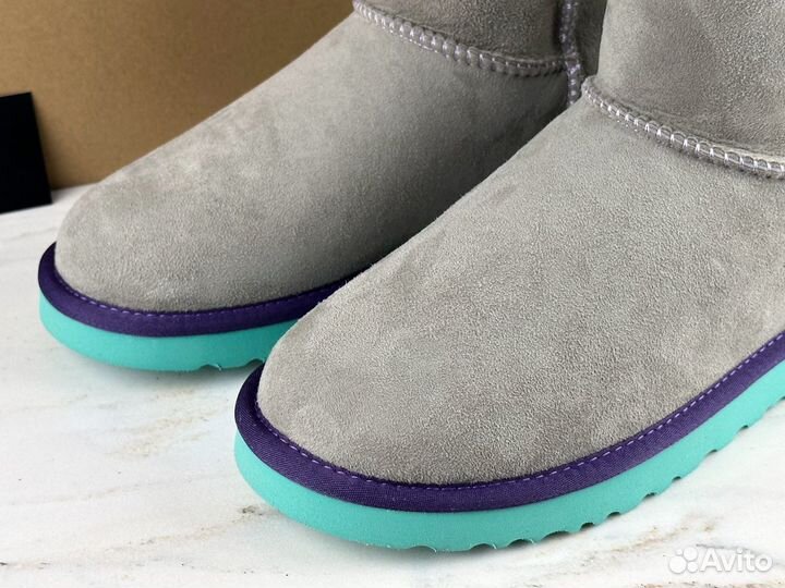 Угги UGG Classic Mini II Grey-Aqua женские