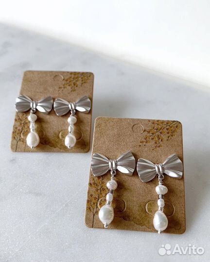 Серьги с жемчугом и Swarovski