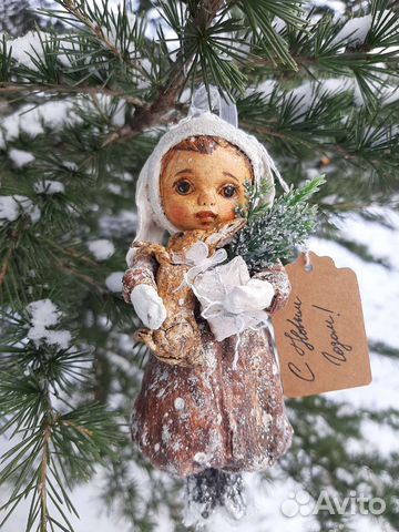 Ватная ёлочная игрушка. Авторская кукла в ед. экз