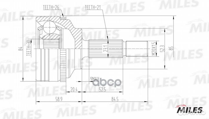 ШРУС наружный с ABS renault logan/clio (GKN