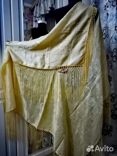 Платок шаль жаккард СССР большие