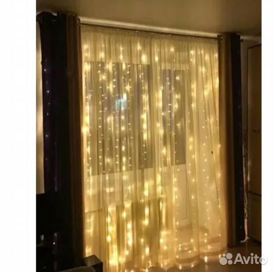 Гирлянда светодиодная Штора 2*2 метра теплая