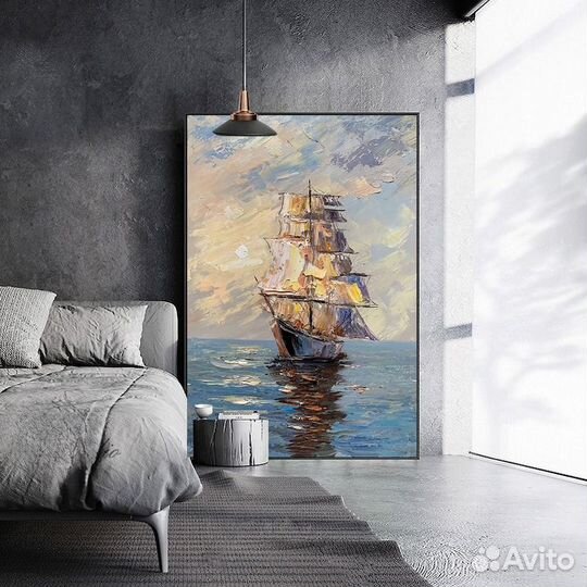 Интерьерная картина маслом ручная работа корабль