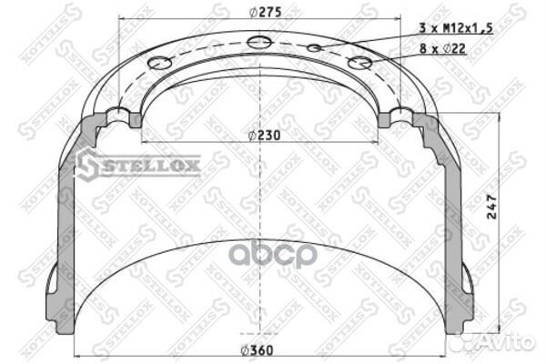 85-00072-SX барабан торм 360x180/189 H247 d230