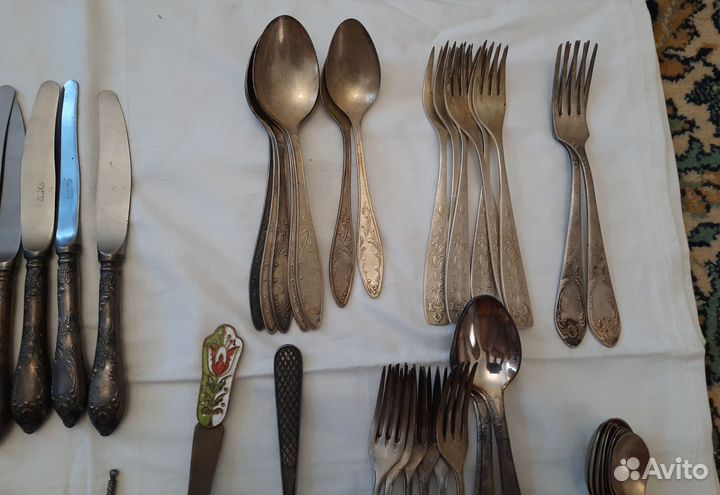 Ложки, ножи, вилки наборы мельхиоровые