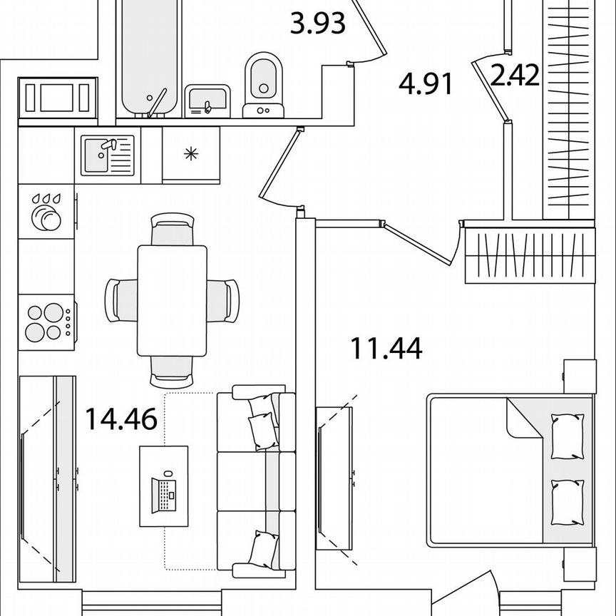 1-к. квартира, 38,5 м², 9/9 эт.