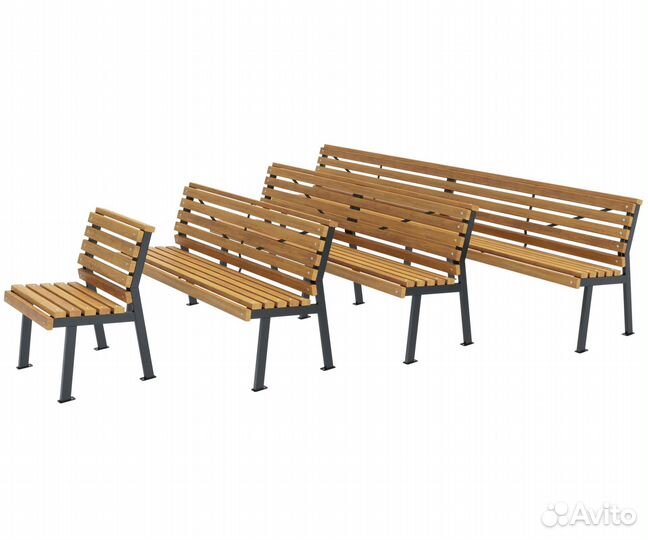 Скамейка стальная «Модерн» без подлокотников Ольха