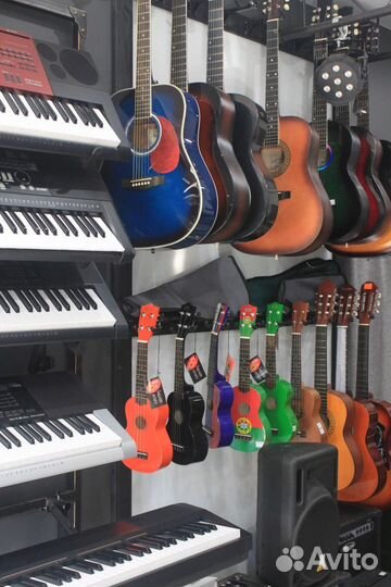 Новые гитары, укулеле, электрогитары, бас-гитары
