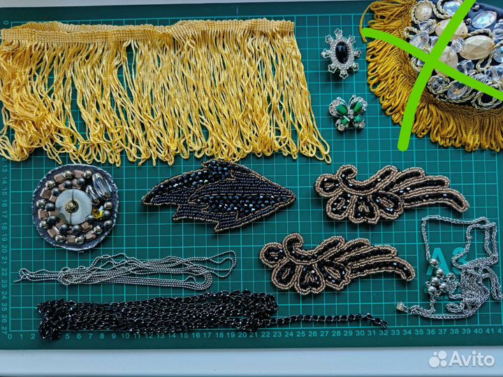 Для рукоделия цепь бисер кабошон